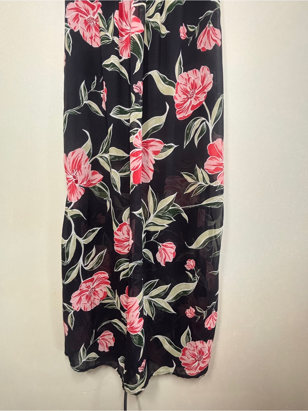 Japna Black Maxi Dress with Pink Floral Print - Picture 4 of 10